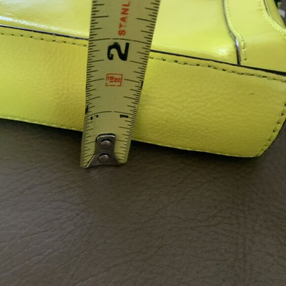 Rebecca Minkoff Leather Crossbody Bag Clutch  Zip Up Neon Yellow Silver Curblink - Picture 15 of 15